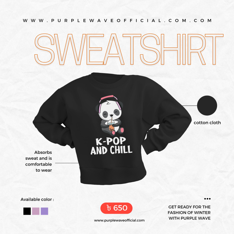 K-POP AND CHILL PANDA DTF Sweatshirt