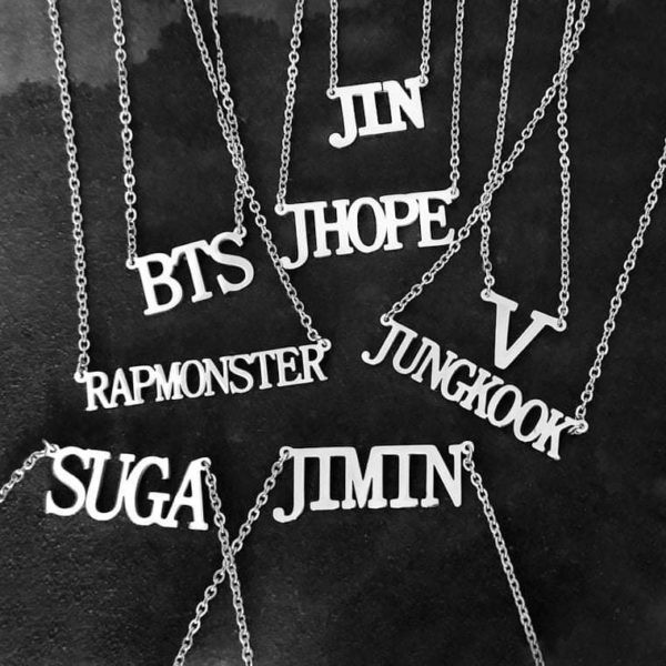 K-POP BTS Member Name Silver Necklace