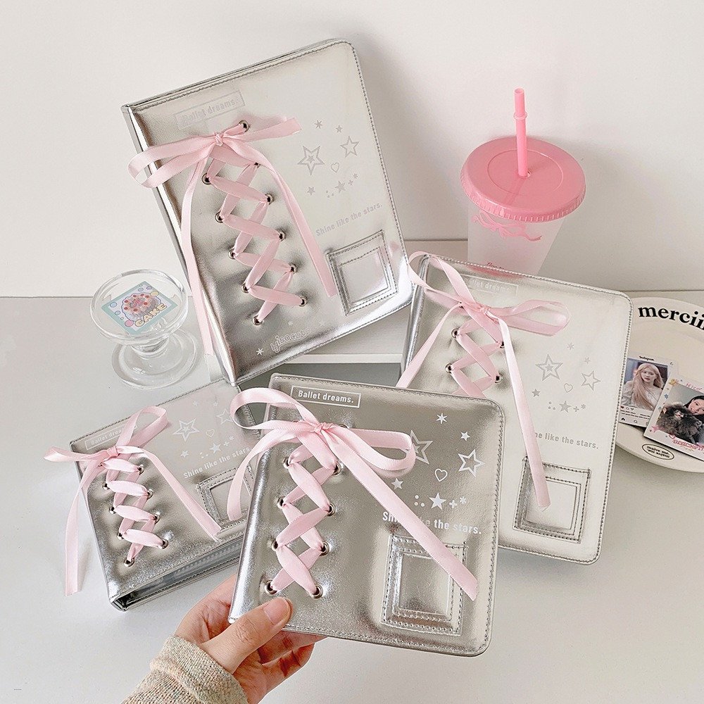 Korean Style Silver Pink Bowtie Photocards Storage Album