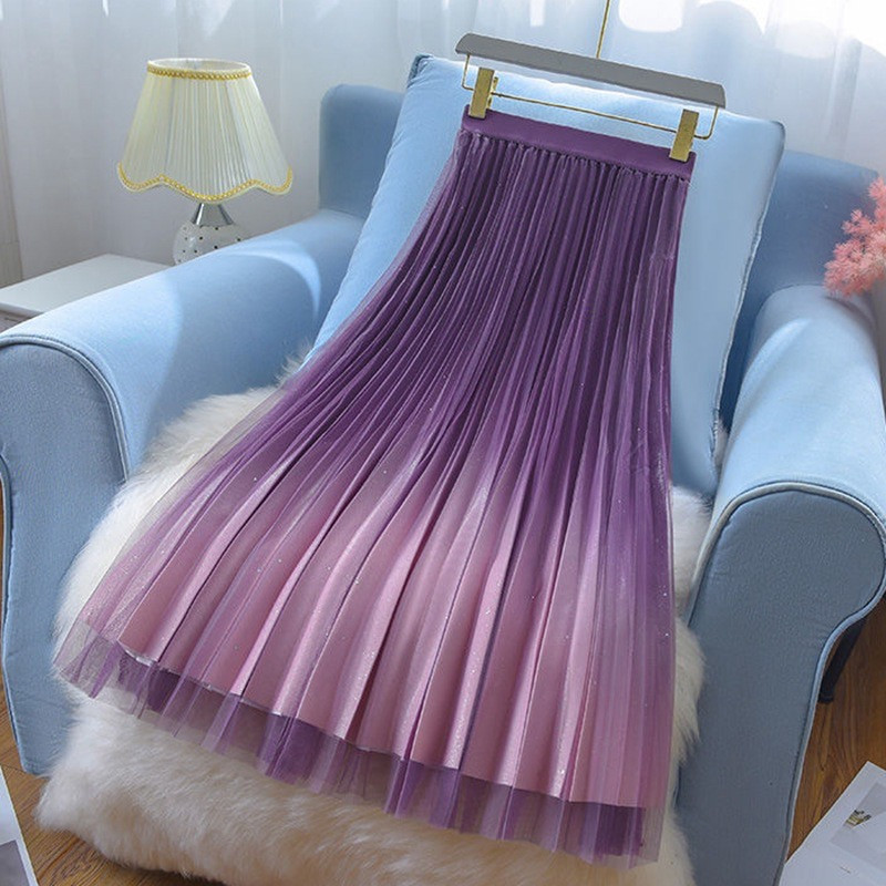 Starry Gradient Bling Bling Mesh Skirt